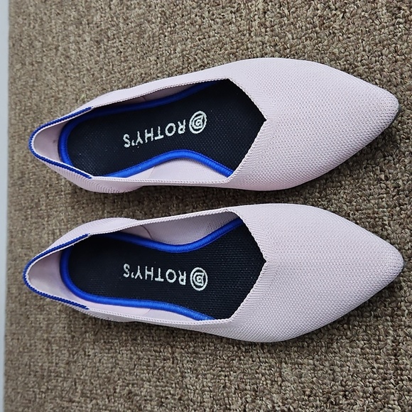 Rothy's Petal Pink Pointed Toe Ballet Flats Sz 9.5 Womens Solid Point - Picture 2 of 8